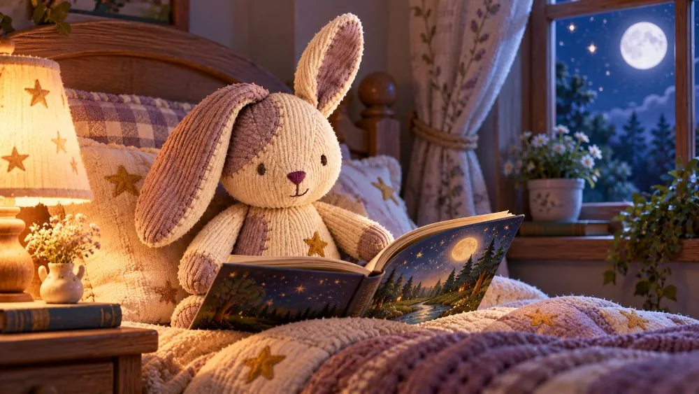 Escena de la historia: Leen la historia juntos antes de dormir.